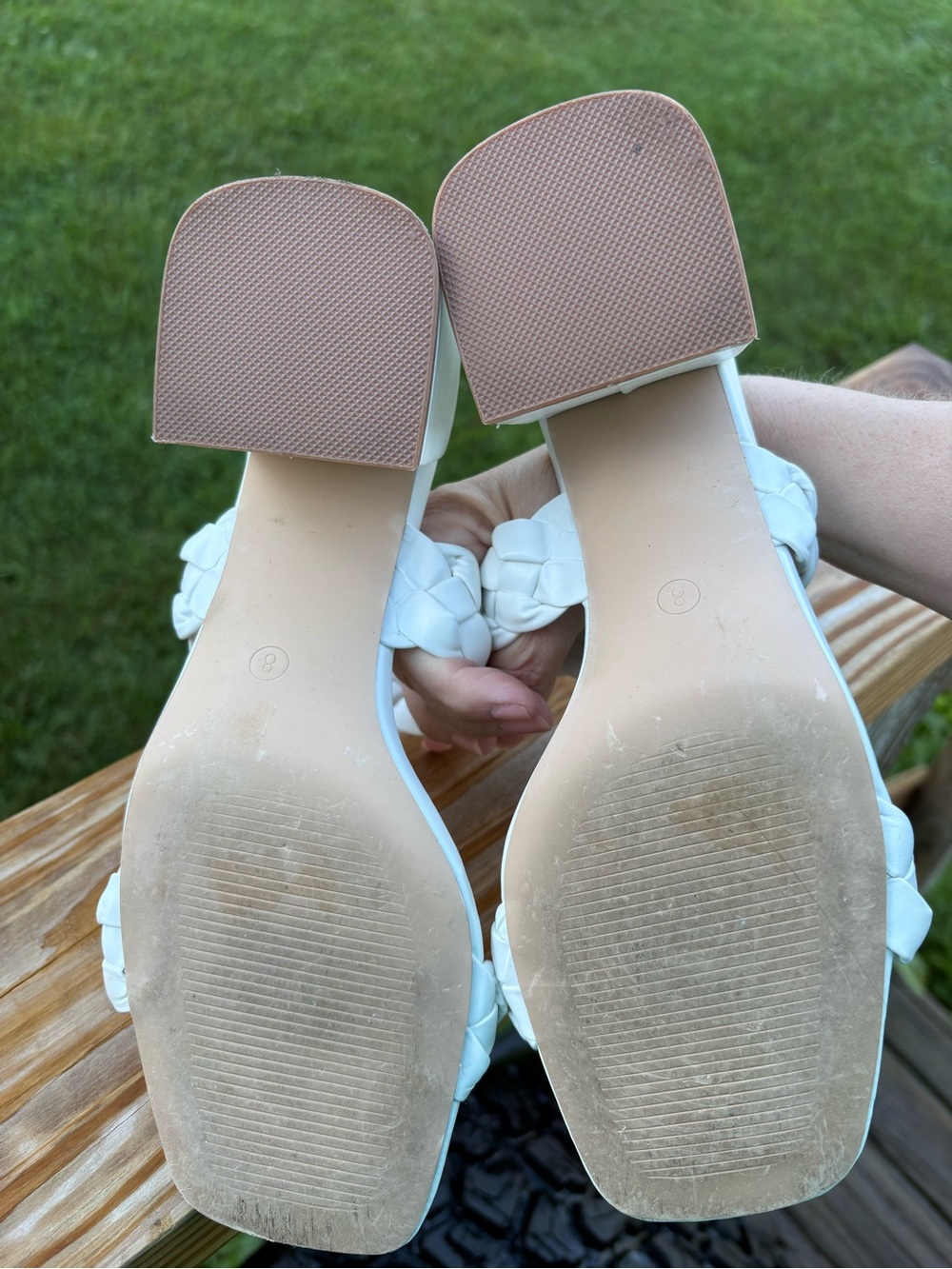 Womens White Braided Strap Slide Sandals - Picture 4 of 4